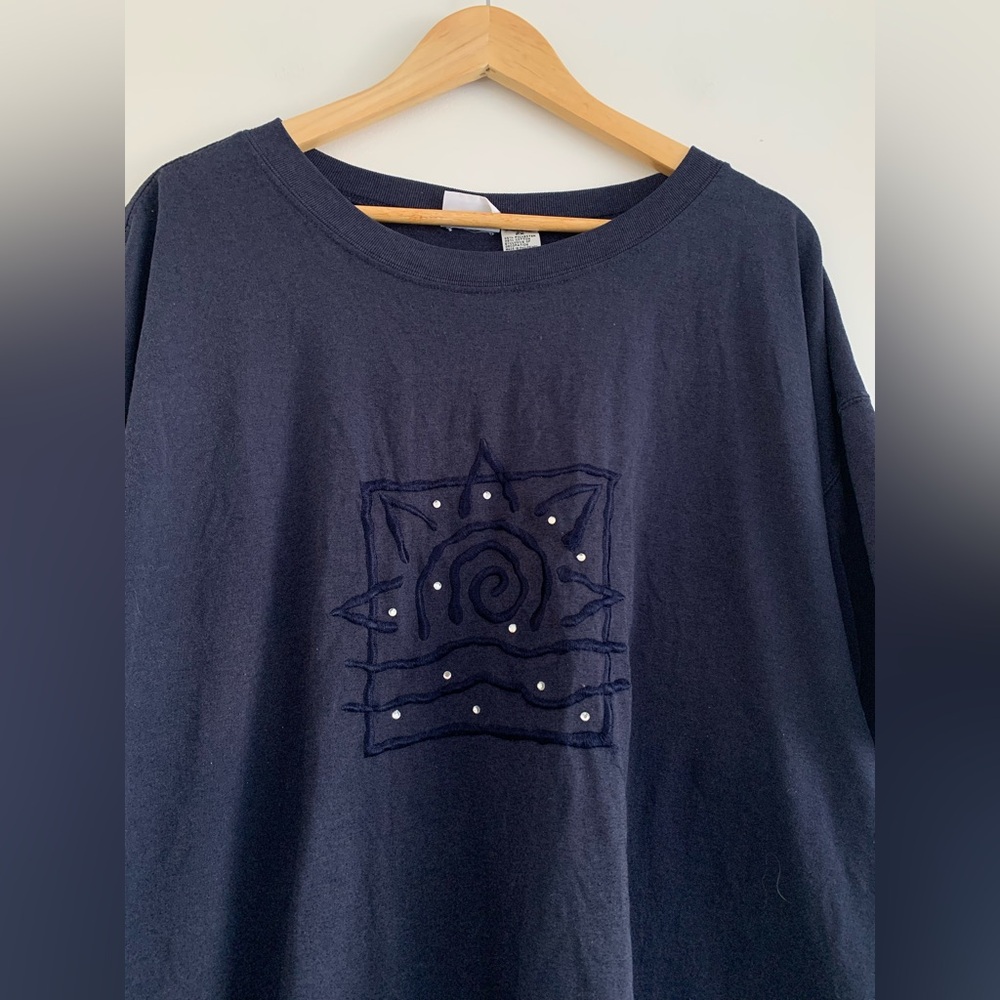 Basic Editions Bedazzled Celestial Navy Blue Plus… - image 7